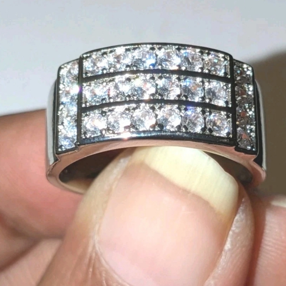 2Ct Round Cut Real Moissanite Men's Engagement Band Ring 14k White Gold Plated